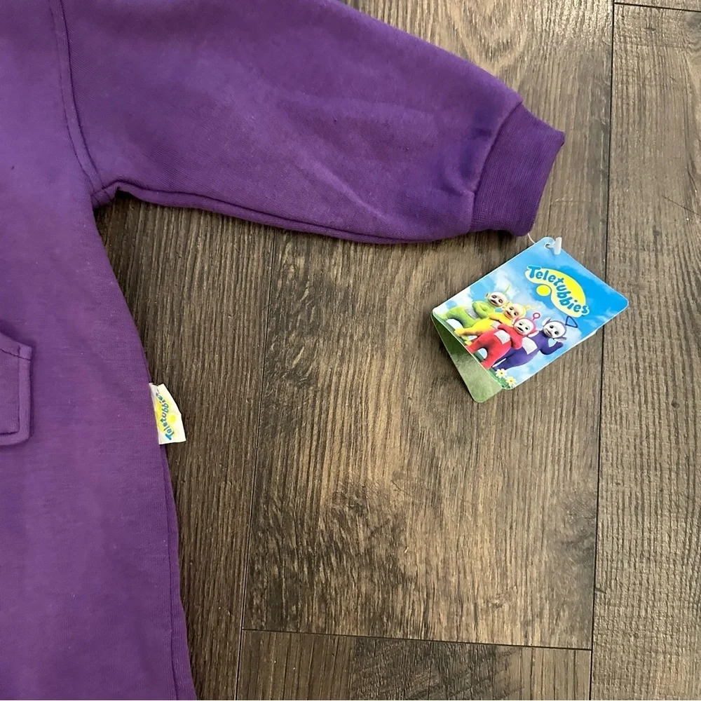 Rare NWT Vintage 1999 Teletubbies Tinky Winky Toddler Hooded Romper Size 3T